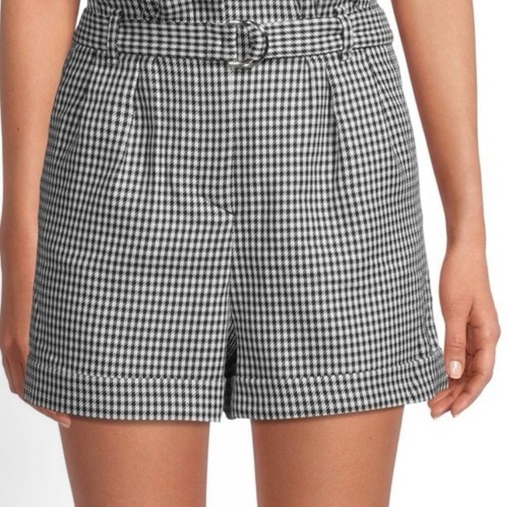 Maje Black and White Houndstooth Shorts
